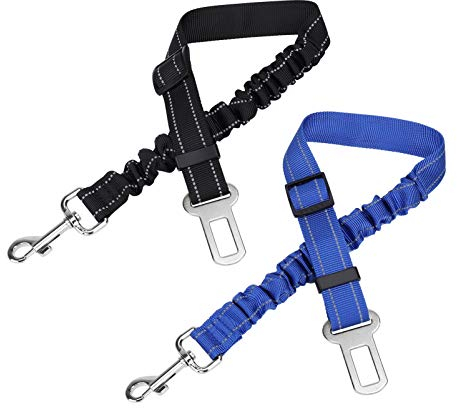 Hunde-Sicherheitsgurt für Auto, 2PCS Einstellbar Hundegurt für Katzen Hunderassen Elastische Sicherheitsgurt für Hunde, Haltekragen Hundeleinefor Travel führen