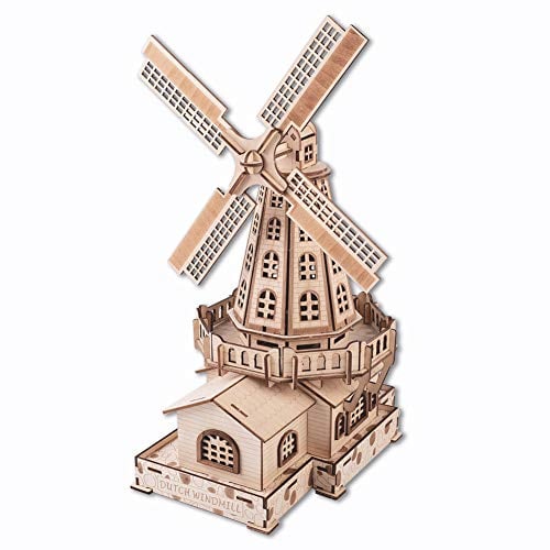 GuDoQi 3D Holz Puzzle, Windmühle Wooden Puzzles Bausatz Holz, DIY Spielzeug, Modellbau Holz, Hölzernes Modell Gebäude Geschenk für Teen und Erwachsene für Urlaub und Weihnachten