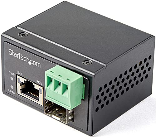 StarTech.com PoE+ Industrial Media Converter 30W - Medienkonverter LWL Kupfer - Singlemode-/Multimode Glasfaser auf Kupfer Gigabit Ethernet - Mini/Kompaktgröße - IP-30/ -40C bis 75C