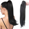 55 cm Kralle an Pferdeschwanz Extensions Lockig Clip in Ponytail Wavy Curly Synthetik Haare Extensions Haarverlängerung Zopf Haarteil Ponytail für Frauen Dunkles Schwarz