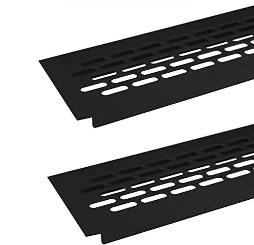 2 x SO-TECH® Grille de Ventilation 484 x 60 mm Grille Perforée Noir Aération Porte Grille Cheminée