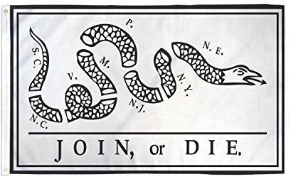 AZ FLAG - Bandera Join Or Die Franklin - 90x60 cm - Bandera Gadsden 100% Poliéster con Ojales de Metal Integrados - 50g - Colores Vivos Y Resistente A La Decoloración