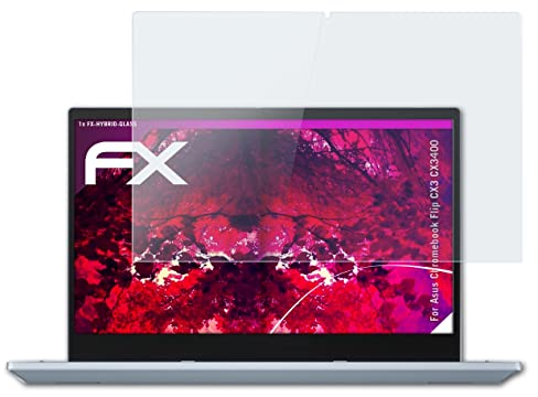atFoliX Glasfolie kompatibel mit Asus Chromebook Flip CX3 CX3400 Panzerfolie, 9H Hybrid-Glass FX Schutzpanzer Folie