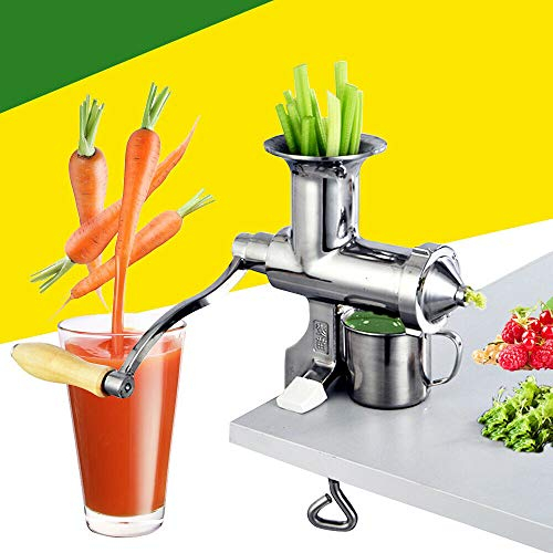 Manueller Entsafter, Edelstahl Weizengras Saftpresse Beeren Fruchtpresse Hand Squeezer mit 2 Filter Obst Gemüse Entsafter für Weizengras und Blattgemüse