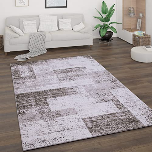 Paco Home Teppich Wohnzimmer Kurzflor Vintage Stil Abstrakt Modernes Geometrisches Rautenmuster Design, Grösse:200x280 cm, Farbe:Beige 2