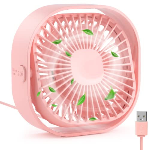 RJVW Ventilador de escritorio USB pequeño, ventilador de mesa portátil de 3 velocidades, mini ventilador personal de 4 pulgadas, pequeño ventilador de refrigeración por enchufe USB, ventilador de
