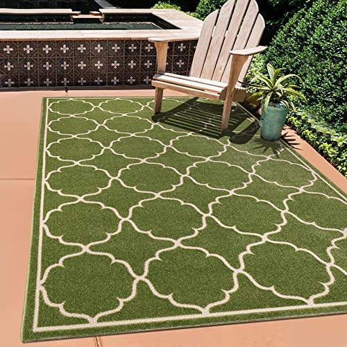 SANAT Outdoor Teppich Wetterfest - Für Innen- und Außenbereich - Wasserabweisend für Balkon, Terrasse, Garten, Küche, Bad oder Wohnzimmer - Grün, 240 x 330 cm