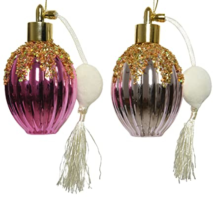 Kaemingk Christbaumschmuck Kunststoff Parfümflakon 1 Stück Sortiert 12cm Weihnachtskugeln pink oder rosa