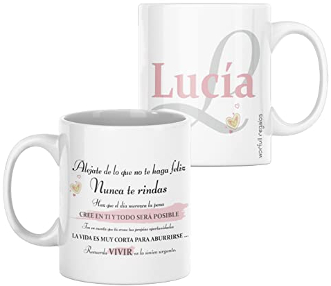 Worfull Regalos -Taza Personalizada con Frase Motivacional y Tu Nombre - taza de cerámica -