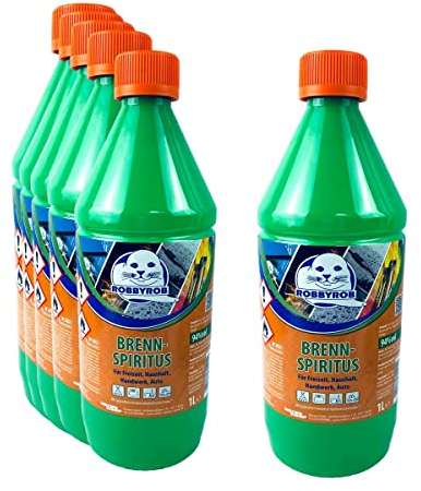 JaTop 6L Robbyrob Brennspiritus, Weiß, geeignet für Haushalt, Auto und Freizeit; mit Spritzausgießer und kindersicherem Verschluss
