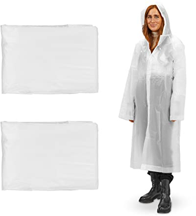 Relaxdays Regenmantel 2er Set, mit Kapuze, Regenponcho wiederverwendbar, Damen & Herren, wasserdicht, lang, Farbwahl