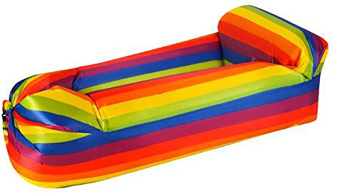Surwin Wasserdichtes Aufblasbares Sofa,Tragbares Luft Sofa Aufblasbare, Air Lounger, Luftsofa Luftsack Für Outdoor, Strand, Reisen, Party, Camping Gadgets (Regenbogen,185x70cm)