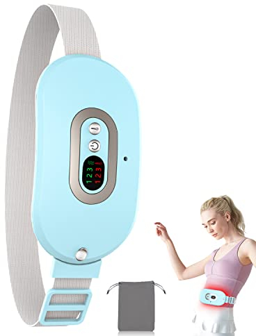Wärmepad Periode-OVIFM Elektrische Menstruations Wärmegürtel mit 3 Vibrationsmodi,USB Heating Pad Period zur Schmerzlinderung während der Rücken, unterleib/Magen Blau