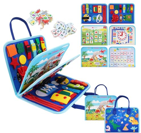 Busy Board Montessori Spielzeug ab 1 2 3 4 Jahre | Sensorik Activity Board ab 1 Jahr für Auto Flugzeug Reisen | Geschenk für Mädchen Junge Kleinkinder | Motorikspielzeug zum Grundkenntnisse Erlernen