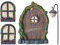 Cozlly Gartendeko Wichteltür, 4 Stück Miniatur Gartendeko mit Feentür, Fenster und Lampe, Harz Elfentür Hängende, Glow in The Dark Miniatur Feentür für Outdoor Bäumedekoration Patio Yard Deko