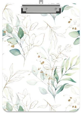 Piasoenc Kunststoff Klemmbrett, Niedliche dekorative Klemmbretter, 31,5 x 22,5 CM, A4 Standard Letter Größe hart Klemmbrett mit Metall-Clip, Büro Klemmbretter für Studenten, Büro, Blattgold