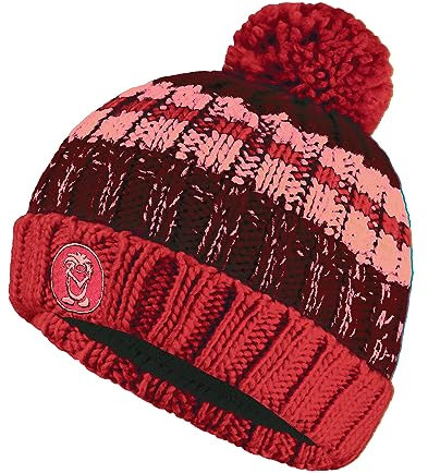 Trollkids Gestrickte Mütze Troll, Helles Kirschrot/Burgunderrot/Dahlienrosa, Größe 48-52