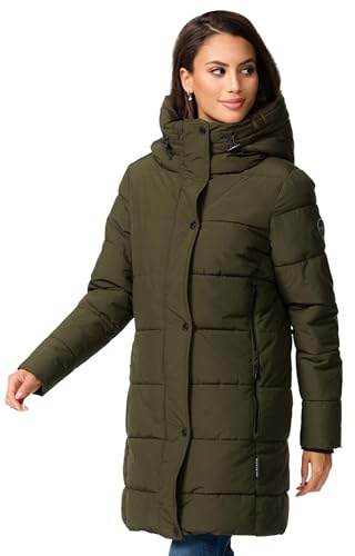 MARIKOO Damen Winterjacke Stepp Winter Jacke Übergang Steppjacke lang warm Kapuze B987