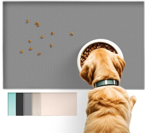 Conlun Hunde Futtermatte Katzen Futtermatte, Rutschfestes Design, 100% wasserdichte Haustierfutter Matte, erhöhter Rand,um EIN Auslaufen von Wasser oder Lebensmitteln zu vermeiden, spülmaschinenfest