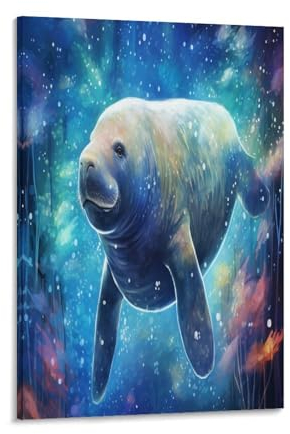 CHIPEL Galaxy Manatee Leinwand Bilder,Wand Druck Gemälde Drucke Wandbilder,Modern Wall Art Poster Wohnzimmer Deko 12x18inch(30x45cm)