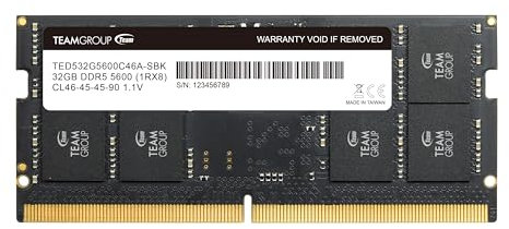 TEAMGROUP Elite SODIMM DDR5 32GB 5600Mhz (PC5-44800) CL46 Non-ECC Unbuffered 1.1V 262 Pin Laptop Memory Module Ram - TED532G5600C46A-S01