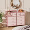 GAOMON Comò TV con presa di corrente, comò per camera da letto con 9 cassetti, cassettiera per soggiorno, corridoio (rosa)