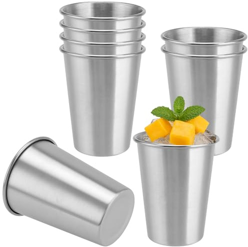 KOHAND 8 Pcs Stainless Steel Cup, 260ml Metal Beer Cup, 9 Oz Shatterproof Metal Beer Tumbler, Stackable Drinking Cups for Party, Travel, Indoor Activities