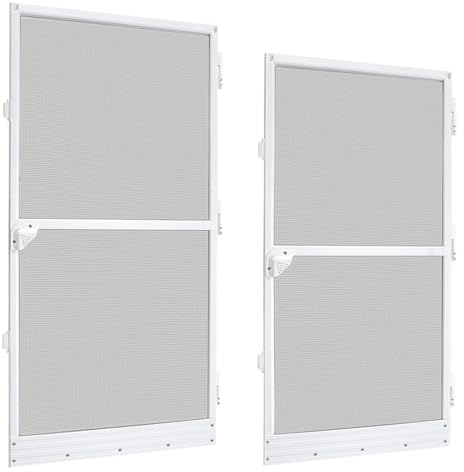 YUENFONG Zanzariera per porta con telaio in alluminio, zanzariera con tessuto in fibra di vetro, zanzariera per esterni, balcone, 120 x 240 cm, colore bianco