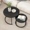 BORPHOM Round Nesting Coffee Table Set of 2 Stacking End Side Table with Metal Legs,Sofa Tea Table for Living Room/Bedroom/Small Space,Easy Assembly (Black, Set of 2)
