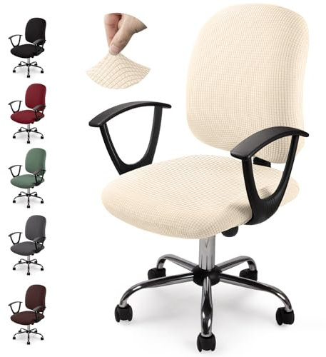 Bezug für Bürostuhl Bürostuhl-Bezug Waschbarer elastischer Sitzbezug Jacquard Computer-Bürostuhl Bezug Universal Stuhl Bezüge Drehstuhl Bezüge Set für Bürostuhl Armlehnen Stuhl (No Stuhl) (Creme,1)-Y