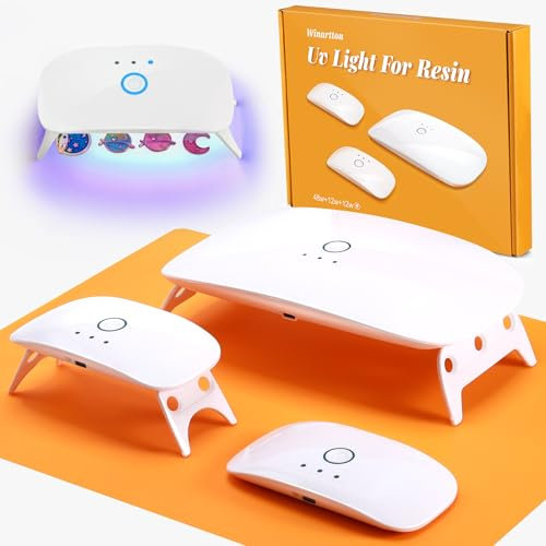 Winartton UV Licht für Harz 3er Pack - Große Tragbares UV Resin Lampe Mini UV LED Nagellampe - UV Lampe Ideal für UV-Harz, Schmuckherstellung, DIY-Basteln - Komplettes Harz-Kit