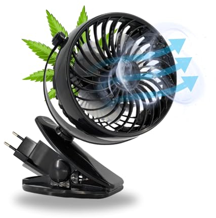 TronicXL PREMIUM 230V Ventilator Grow mit Kabel für Steckdose Clip Klipp Klemme Klemmventilator I Clipventilator für Kingpower Growbox Growschrank Secret Jardin GrowPro DiamondBox Zelsius Spiderfarmer