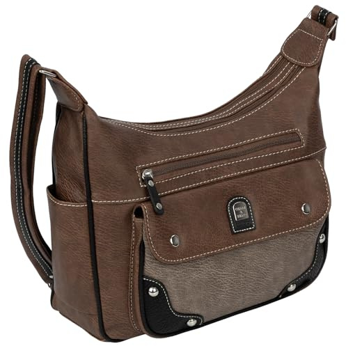 EAAKIE Damen Tasche, Schultertasche, Handtasche, Umhängetasche mit Leder Optik und vielen Fächern