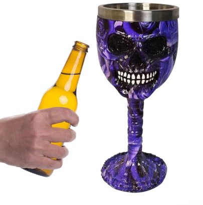 Jiimhte Verre à vin d'Halloween | Verre à vin d'Halloween | Accessoires de décoration d'Halloween, résine dessinée à la main en acier inoxydable pour vin et bière