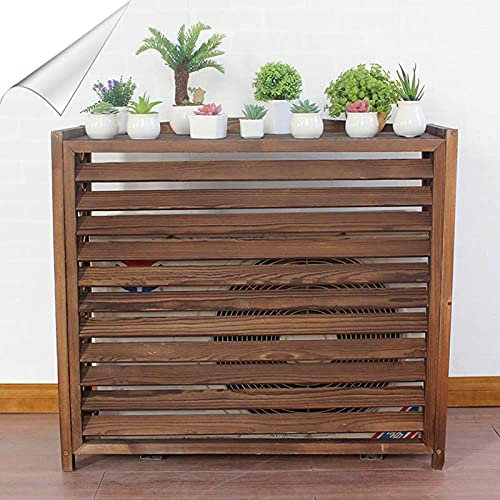 FGDIUCVN Wooden Flower Stand Outdoor Air Conditioning Rack Carbonized Anticorrosive Wood Air Conditioning Cover Decoration, Used for Pergola Terrace Garden Balcony/81X31X72Cm (97X40X85Cm)