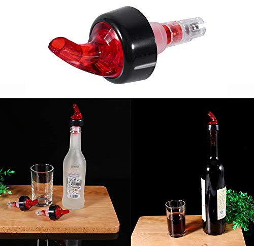Phefop Optic Bottle Top 50mL Plastic Measuring Liquor Bottle Pourer Shot Bar Pub Wine Cocktail Dispenser Hot Shot Optic (Red)