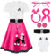 Vinsatin Déguisement de jupe de caniche des années 50 pour fille - Accessoire de déguisement pour anniversaire, Halloween, cosplay (rose vif, 10-12 ans)