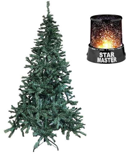 Albero Di Natale 270 Cm Con Proiettore Di Stelle In Omaggio 1794 Rami Folto Montaggio A Ombrello Base A Croce Sicura In Metallo Doppia Foglia Colorata In PVC Abete Natalizio (270 Cm / 1794 Rami)