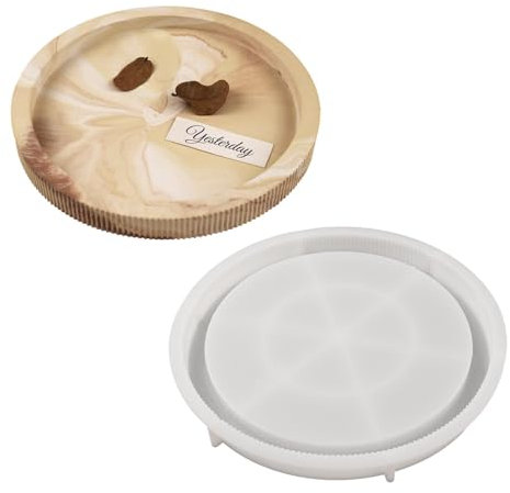 CANCYCC Silikonform Tablett Rund mit Rillen, 27cm Silikonformen Gießformen Rundes Tablett Silicone Molds, Runde Ablageform, Silicone Molds Tray, Epoxidharz Formen Moulds