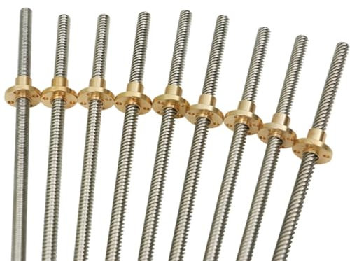 SFQEVHRZ Leitspindel， T8-Gewindespindel 3D-Drucker, Blei 8 mm Trapezstange mit Kupfermutter, Länge 80 mm 100 117 120 125 130 132 150 190 200 230 240 250 280 300 400 500 mm, 1 Stück(120mm)