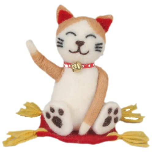 Pommerntraum ® | Dekorationsfigur Sammlerfigur Winkekatze Glückskatze Maneki-Neko Filzkatze Katze Filztier Filzfigur (Sir MIETZELOT)