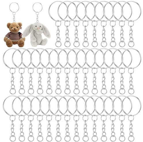 110 Stück Schlüsselringe mit Kette 25 mm schlüsselanhänger selber machen für DIY schlüsselanhänger ringe, Herstellung von Kunsthandwerk und Puppenanhängern