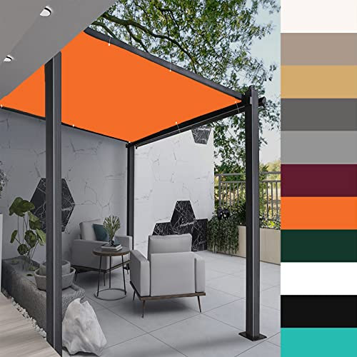 Ombrellone rettangolare per balconi e giardini, impermeabile, paravento e copertura per esterni, 5 x 6 m, per gazebo e pergole, colore arancione