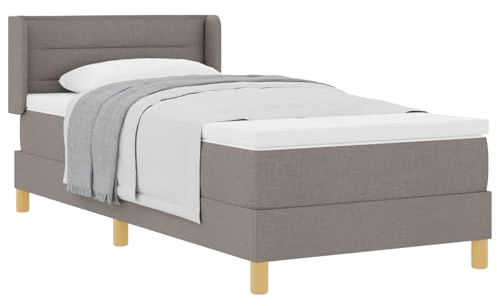 vidaXL Boxspringbett mit Matratze in Taupe, 90 x 200 cm, Stoff