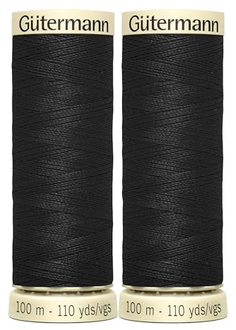 Gutermann - Filo da cucito in poliestere per cucire a mano o a macchina, 2 pezzi, 100 m, colore: nero GetInStyle Shop