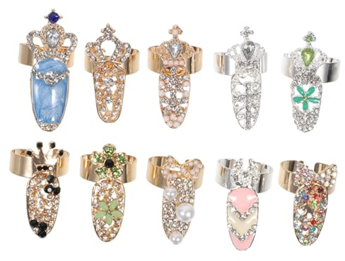 Gogogmee 10 pezzi Punk in con per Unghie Design e Stile Hip Hop e Fashion per Dita e Articolazioni