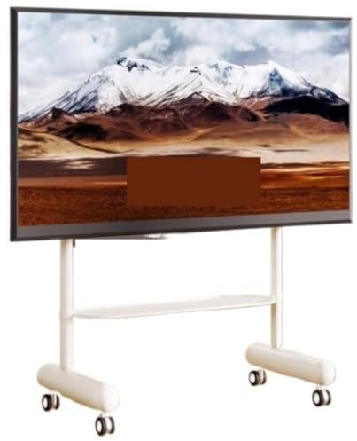 FBSHAD Height-Adjustable Mobile TV Stand with Wheels, Rolling TV Cart with Tilt Function & Shelf, 110lbs Capacity for 50-75 TVs, Metal Frame TV Mount Stand (White)(Black)