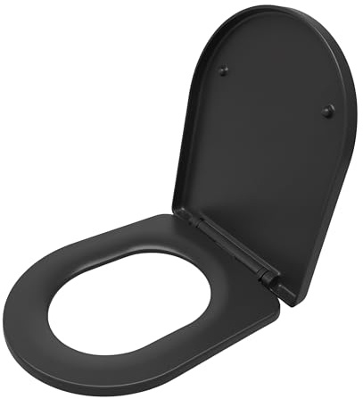 Relaxdays Abattant WC Duroplast 36x42cm abaissement Automatique, Quick Release, Montage par Le Haut, Forme D, Anthracite