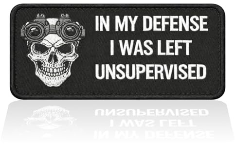 in My Defense I was Left Unsupervised Patches 4 Inch, Funny Patches for Tactical Backpack, Monster Energy Patch, Patch for Vest, Embroidered Morale Patch for Backpacks, Army Vests, Hats