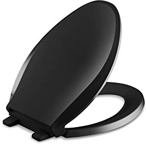 KOHLER K-4636-7 Cachet Quiet-Close with Grip-Tight Bumpers Elongated Toilet Seat, Black Black